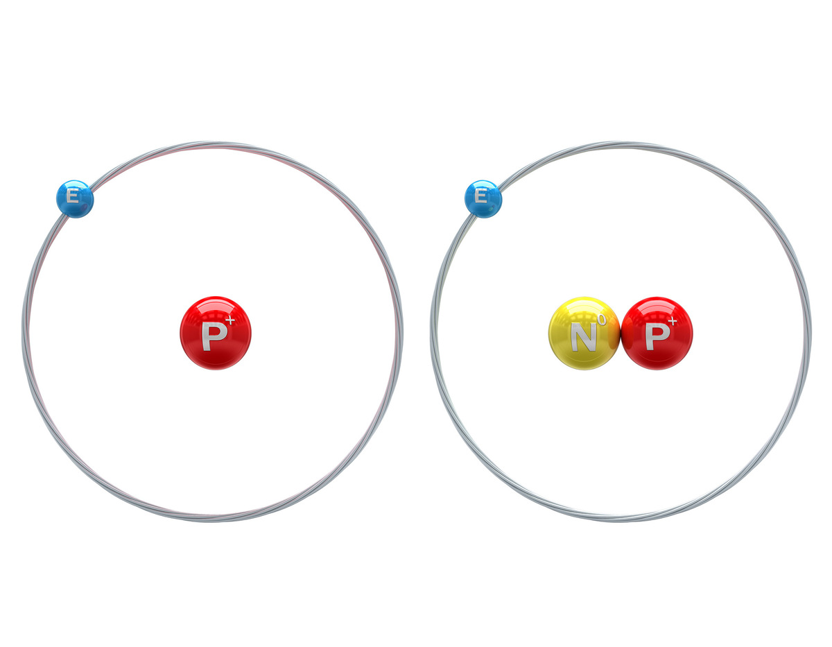SD-809 bevat deuterium (rechts) i.p.v. normale waterstof (links). Deuterium is zwaarder omdat het een extra neutron heeft, hier geel afgebeeld. Hierdoor wordt het medicijn langzamer uit het lichaam verwijderd.  